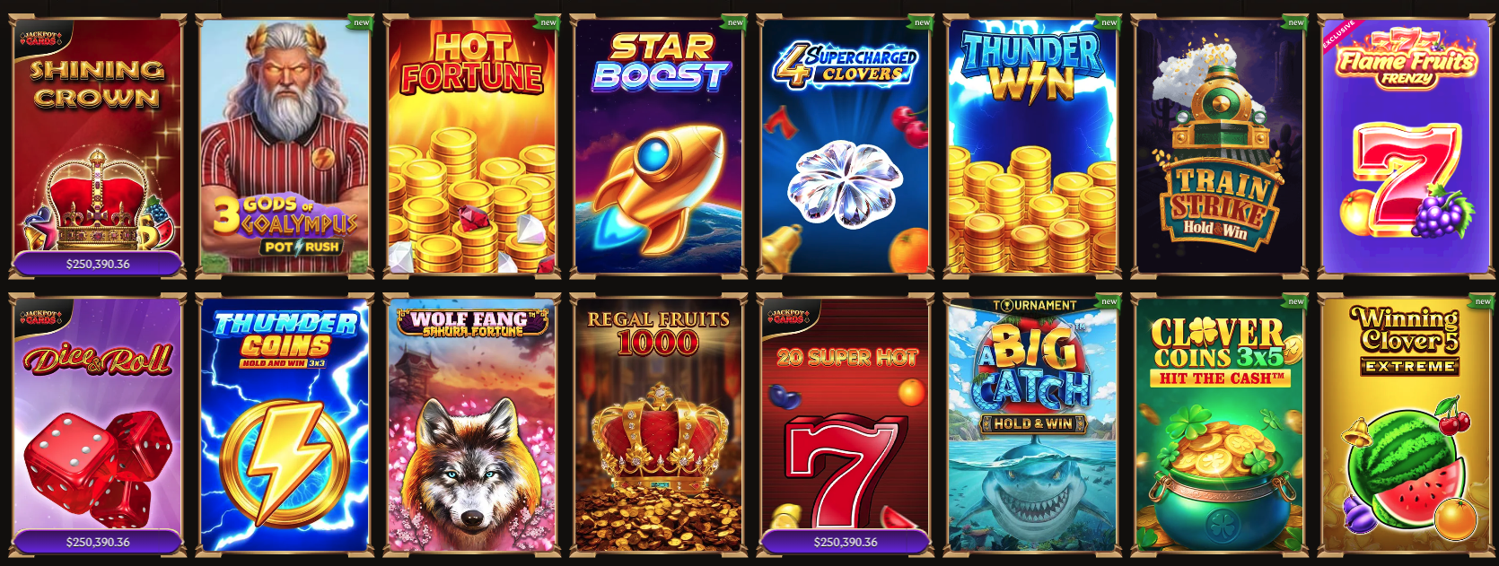 Grille de vignettes de machines à sous Lanista Casino disponibles sur mobile