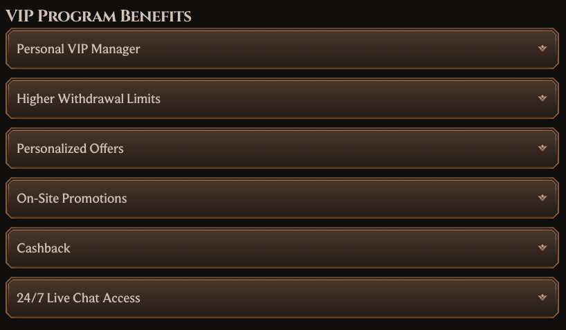 Lanista Casino VIP program benefits list including cashback and higher withdrawal limits